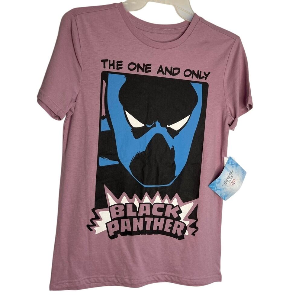 Black Panther Light Purple Marvel Short Sleeve Tshirt Kids Youth Size L NWT!